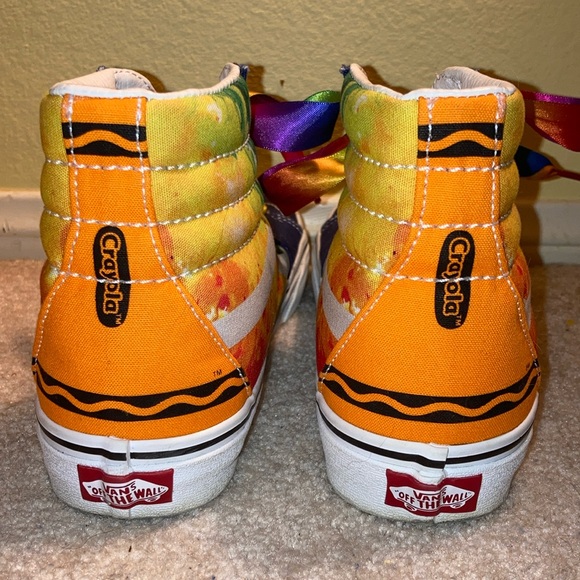 Limited Edition Crayola Off The Wall, Hi Top Sk8 Vans. Custom rainbow laces. - Picture 2 of 8